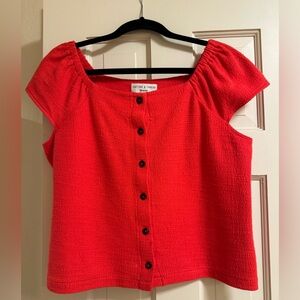 Madewell super bright coral button down top size medium